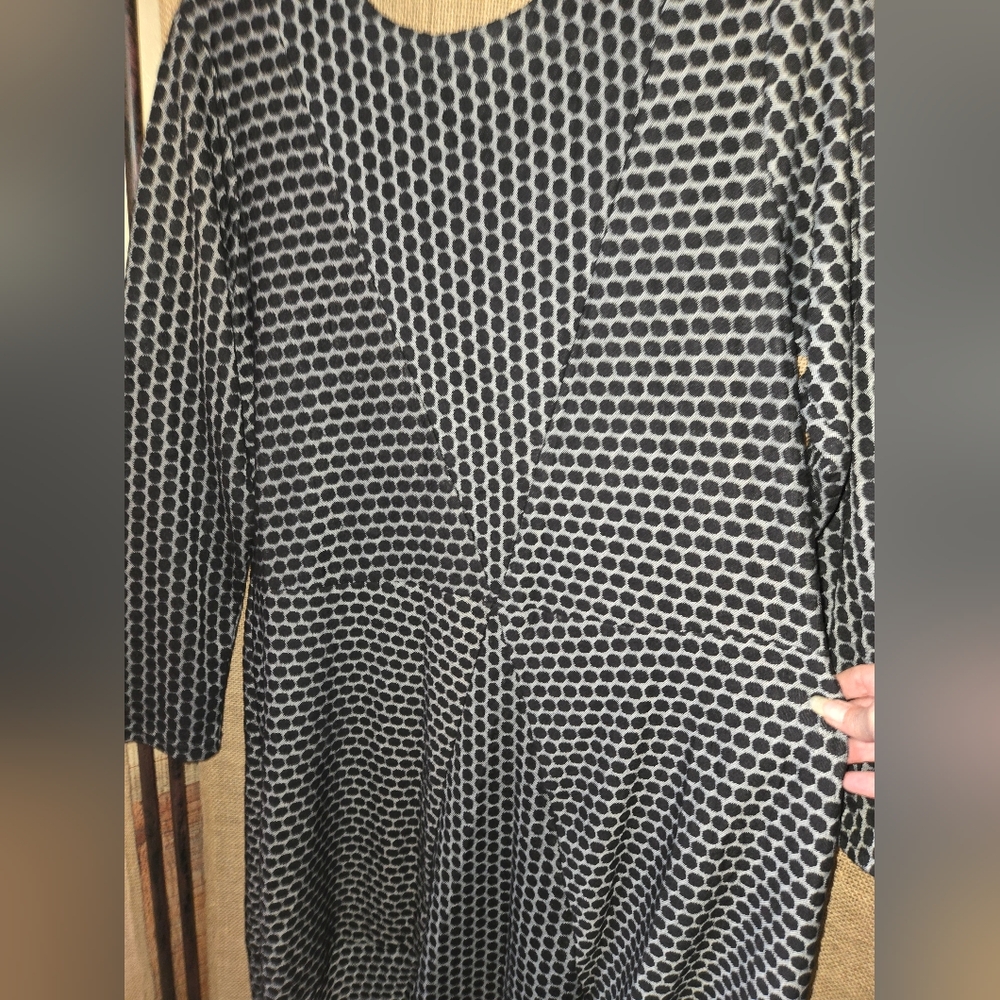 Women's Black/Gray Niche Nilgun Derman Geometric Dot Dress Size Large - Picture 6 of 10
